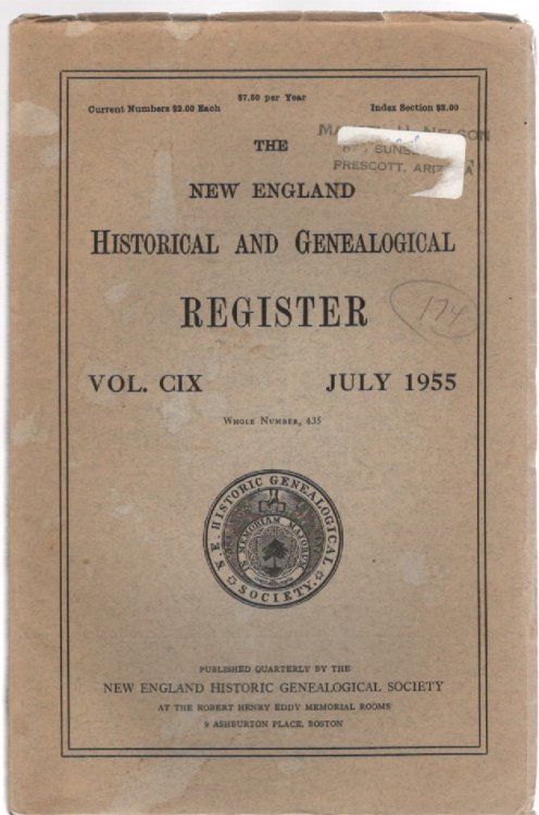The New England Historical and Genealogical Register Vol. CIX July 1955 Whole Number 435