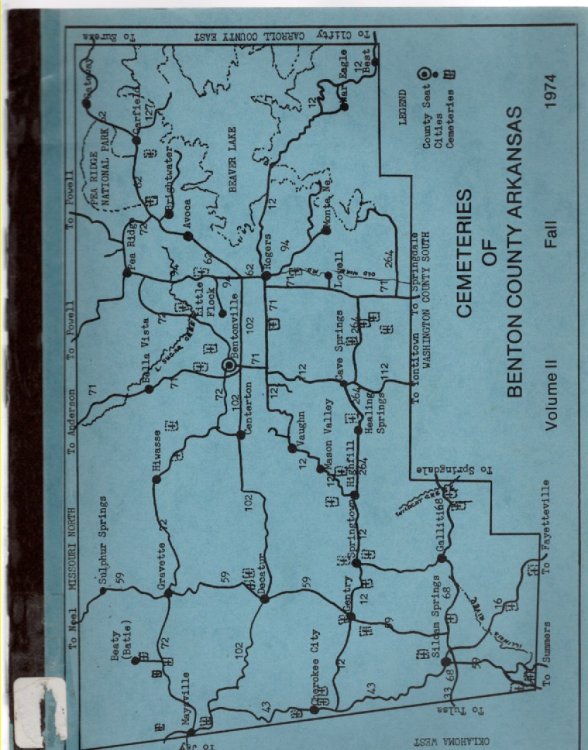 Cemeteries of Benton County Arkansas Volume II Fall 1974