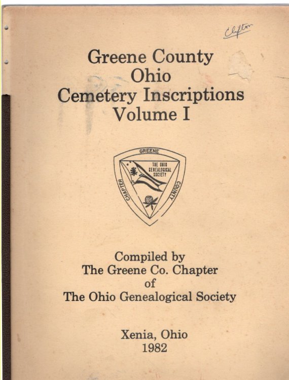 Greene County Ohio Cemetery Inscriptions Volume I Miami Township