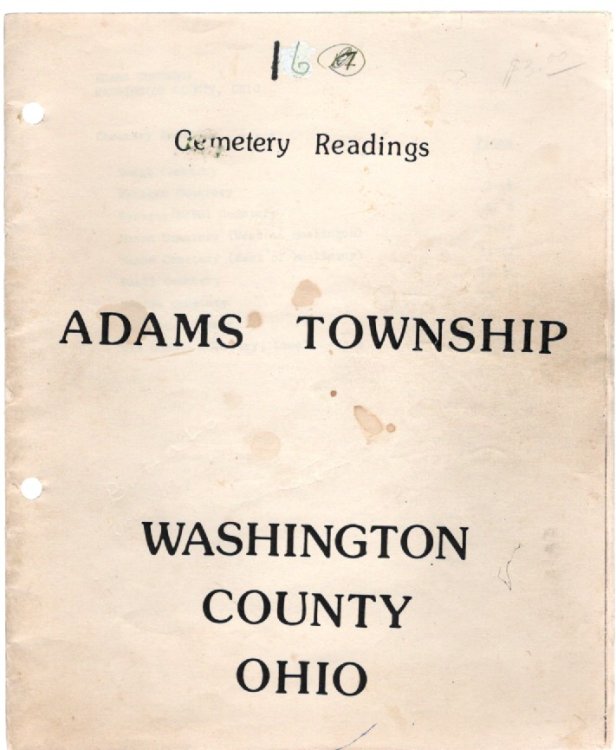 Cemetery Readings Adams Township Washington County Ohio