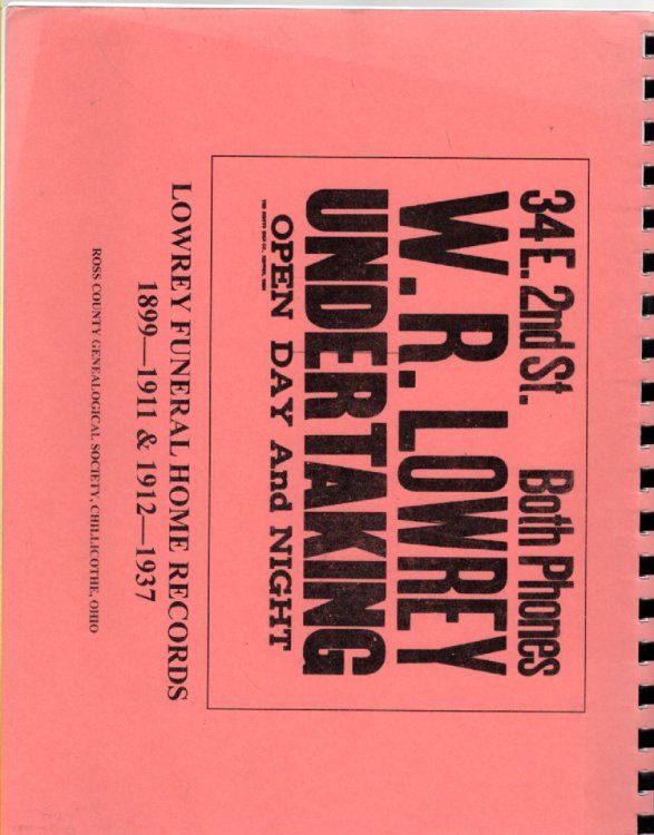 Lowrey Funeral Home Records 1899-1911 & 1912-1937