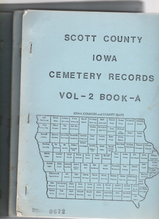 Scott County, Iowa Cemetery Records Volume 2 Book A, Book B, Book C, Index to Cemetery Records Vol 2 (4 volumes)
