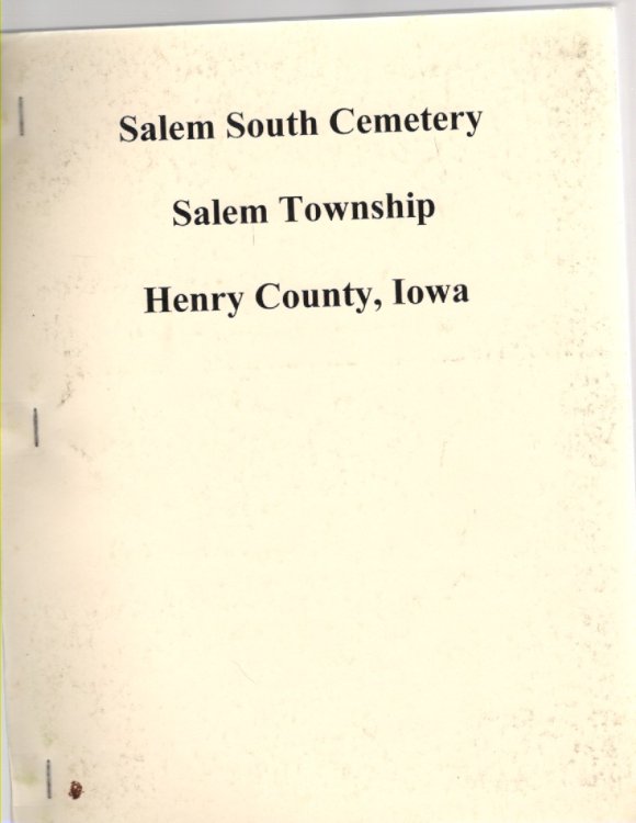 Salem South Cemetery Salem Township, Henry County, Iowa