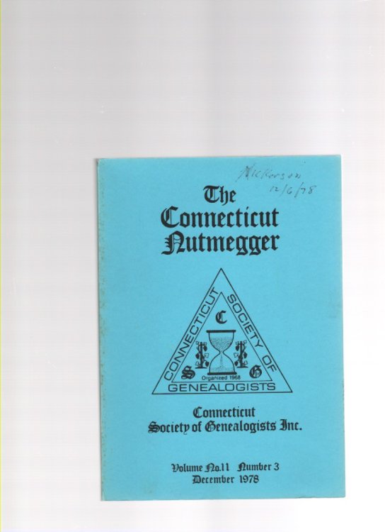 The Connecticut Nutmegger Volume No. 11 Number 3 December 1978