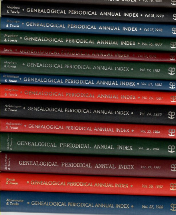 Genealogical Periodical Annual Index Key to the Genealogical Literature Vol. 15 1976 - Vol. 40 2001 (26 volumes)
