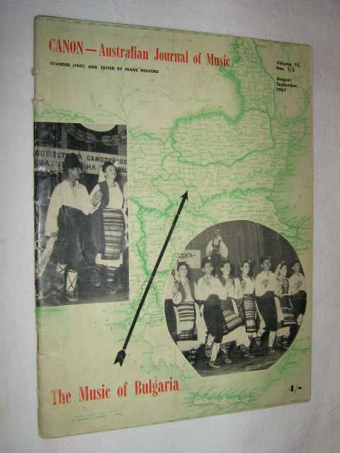 Canon: Australian Music Journal: vol 15 nos 1, 2 (in one edition) : August September 1961