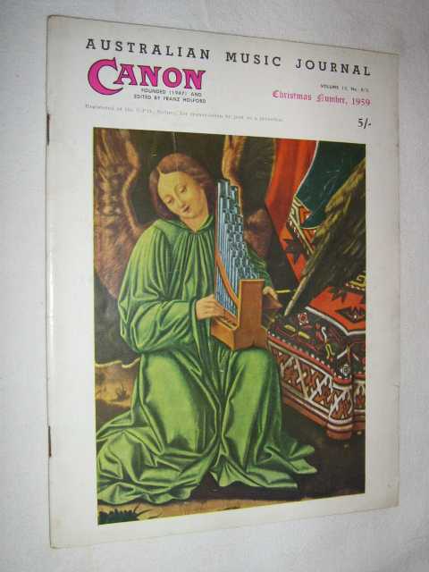 Canon: Australian Music Journal vol 13 nos 4, 5 (in one edition) : Nov-Dec 1959