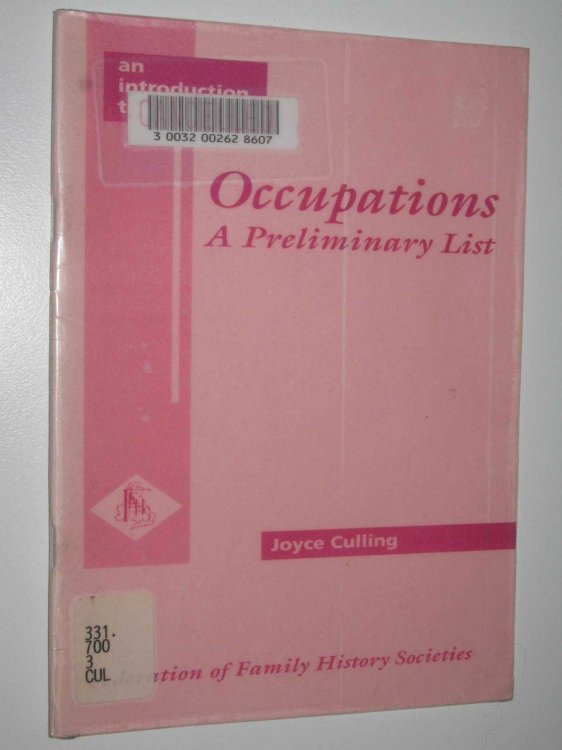 Occupations A Preliminary List