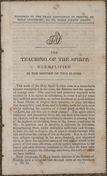 Teaching of the Spirit, Exemplified in the History of Two Slaves.
