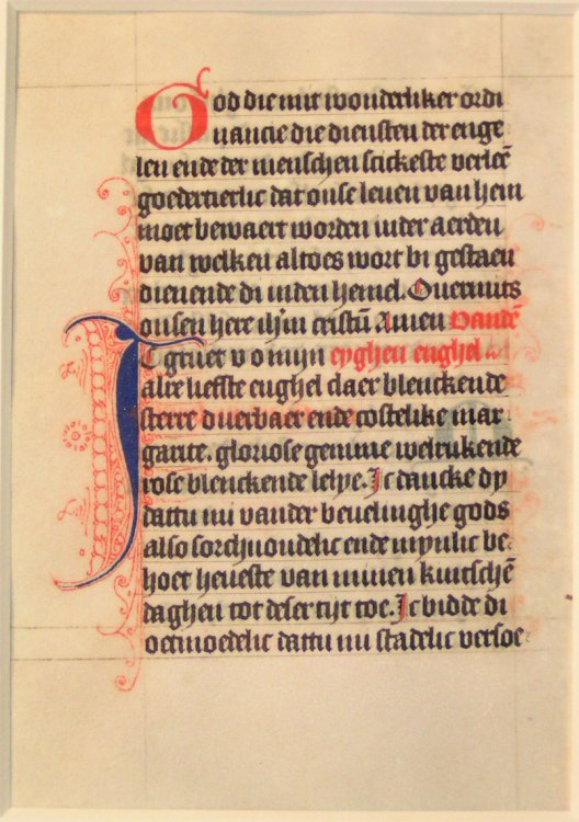 A Leaf from an Illuminated Prayer Book/Liturgical Manuscript Netherlands, 15th Century. In Dutch, on vellum.