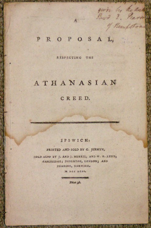 A Proposal Respecting the Athanasian Creed.