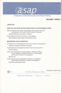 ASAP (Analyses of Social Issues and Public Policy) Vol. 7 Issue 1 2007