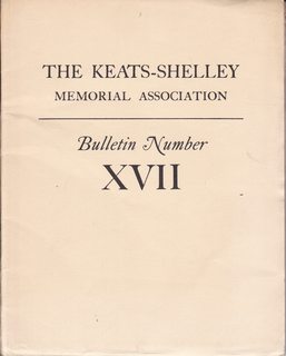Keats-Shelley Memorial Bulletin. Rome No. XVII