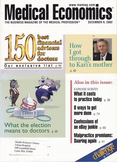 Medical Economics Vol. 79 No. 23 December 9 2002: 150 Best Financial Advisers for Doctors