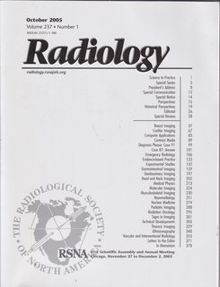 Radiology: Journal of the Radiological Society of North America, Volume 237 Number 1 October 2005: Science to Practice