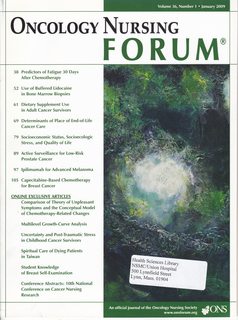 Oncology Nursing Forum Vol 36 No. 1 January 2009- Predictors of Fatigue 30 Days after Chemotherapy