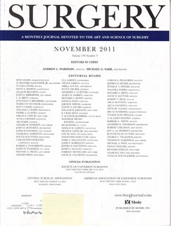 Surgery A Monthly Journal Devoted to the Art and Science of Surgery Vol. 150 No. 5/ November 2011; Pages 881-1014