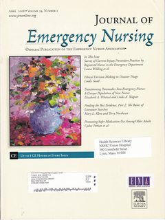 Journal of Emergency Nursing Vol 34 No. 2 April 2008: Survey of Current Injury Prevention Practices by Registered Nurses in the Emergency Department