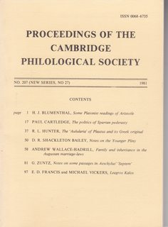 Proceedings of the Cambridge Philological Society, No. 207