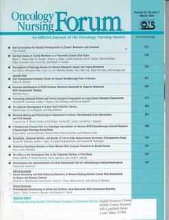Oncology Nursing Forum Vol 33 No. 2 March 2006- for Genetic Predisposition to Cancer-Behaviors and Emotions