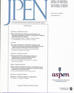 JPEN (Journal of Parenteral and Enteral Nutrition) Vol. 34 No. 3 Sept. 2010: Effects of Recombinant Human Growth Hormone on Intestinal Absorption and Body Composition in Children with Short Bowel Synd