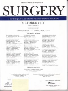 Surgery A Monthly Journal Devoted to the Art and Science of Surgery Vol. 150 No. 4/ October 2011; Pages 575-879