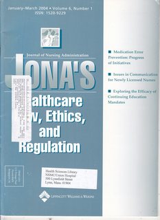 JONAS Healthcare Law, Ethics and Regulation Vol 6 No 1 January-March 2004: Medication Error Prevention-Progress of Initiatives