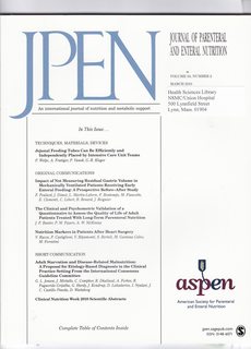JPEN (Journal of Parenteral and Enteral Nutrition) Vol. 34 No. 2 March 2010: A.S.P.E.N. Jejunal Feeding Tubes Can Be Efficiently and Independently Placed by Intensive Care Unit Teams