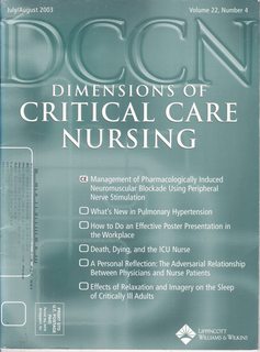 Dimensions of Critical Care Nursing Vol. 22 No. 4 July/August 2003: Management of Pharmacologically Induced Neuromuscular Blockade Using Peripheral Nerve Stimulation [CE]