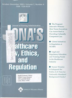 JONAS Healthcare Law, Ethics and Regulation Vol 7 No 4 October-December 2005: The Pregnant Jehovahs Witness
