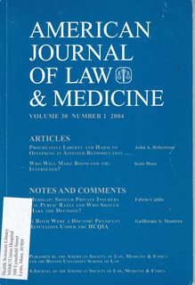 American Journal of Law & Medicine Vol 30 No. 1 2004: Procreative Liberty and Harm to Offspring in Assisted Reproduction