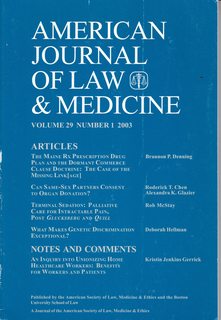 American Journal of Law & Medicine Vol 29 No. 1 2003: The Maine Rx Prescription Drug Plan and the Dormant Commerce Clause Doctrine-The Case of the Missing Link