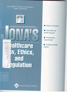JONAS Healthcare Law, Ethics and Regulation Vol 5 No 2 June 2003: Ethics in Practice
