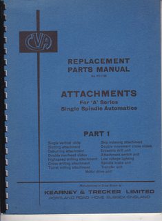CVA Replacement Parts Manual, (No. PD 1196) Attachments for A Series Spinal Automatics Part 1