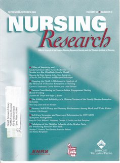 Nursing Research (Official Journal of Eastern Nursing Research Society and the Western Institute of Nursing) Vol 53 No 5 September/October 2004