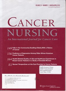 Cancer Nursing-An International Journal for Cancer Care Vol 33 No. 2 March/April 2010: Falls in the Community-Dwelling Elderly with a History of Cancer