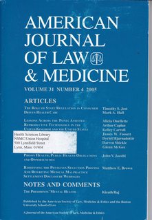 American Journal of Law & Medicine Vol 31 No. 4 2005: The Role of State Regulation in Consumer Driven Health Care