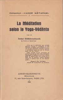 La mditation selon le Yoga-Vdnta