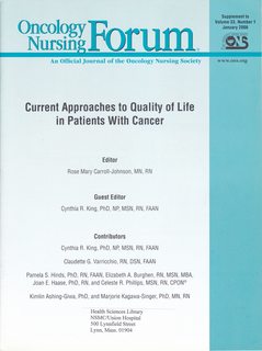 Oncology Nursing Forum- Supplement to Vol 33 No. 1 January 2006: Current Approaches to Quality of Life in Patients with Cancer