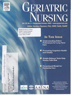 Geriatric Nursing Vol 29 No 5 September/October 2008: Understanding Elders Preference for Long Term Care