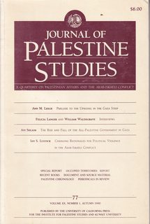 Journal of Palestine Studies, Vol. Xx, 77, #1, Autumn 1990