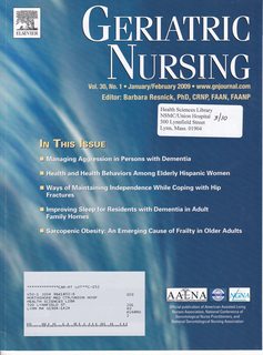 Geriatric Nursing Vol 30 No 1 January/February 2009: Managing Aggression in Persons with Dementia