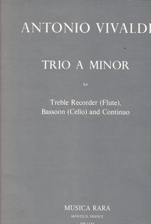 Trio. A minor. For treble recorder (flute), bassoon (cello) and continuo. < [Edited by] Nikolaus Delius. Continuo part edited by Gottfried Bach. > [Score and parts.]