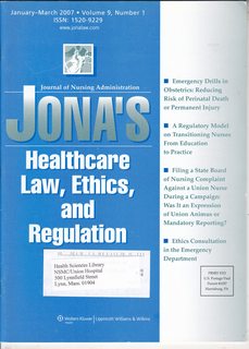 JONAS Healthcare Law, Ethics and Regulation Vol 9 No 1 January-March 2009: Emergency Drills in Obstetrics-Reducing Risk of Perinatal Death or Permanent Injury