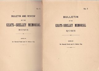 Bulletin of the Keats-Shelley Memorial Rome No. 1 and 2