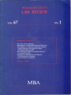 Massachusetts Law Review Vol. 67 No.1 Winter 1982
