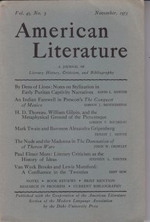 American literature : A Journal of Literary History, Criticism and Bibliography Vol 45 No. 3 November 1973