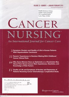 Cancer Nursing-An International Journal for Cancer Care Vol 33 No. 1 January/February 2010: Symptom Clusters and Quality of Life in Korean Patients with Hepatocellular Carcinoma