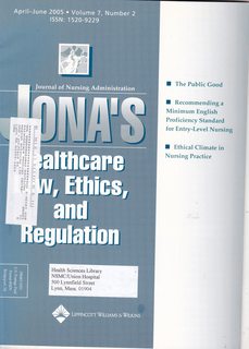JONAS Healthcare Law, Ethics and Regulation Vol 7 No 2 April-June 2005: The Public Good