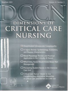 Dimensions of Critical Care Nursing Vol. 22 No. 3 May/June 2003: Disseminated Intravascular Coagulopathy [CE]